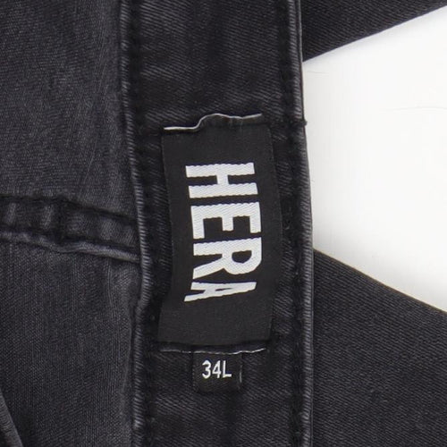 HERA Men's Black 34L Distressed Skinny Jeans Cotton Blend