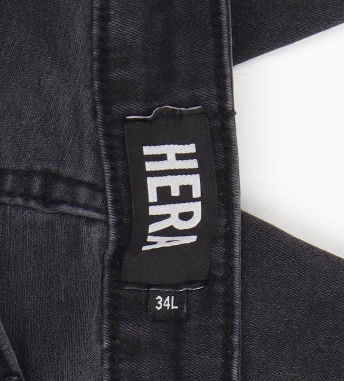 HERA Men's Black 34L Distressed Skinny Jeans Cotton Blend