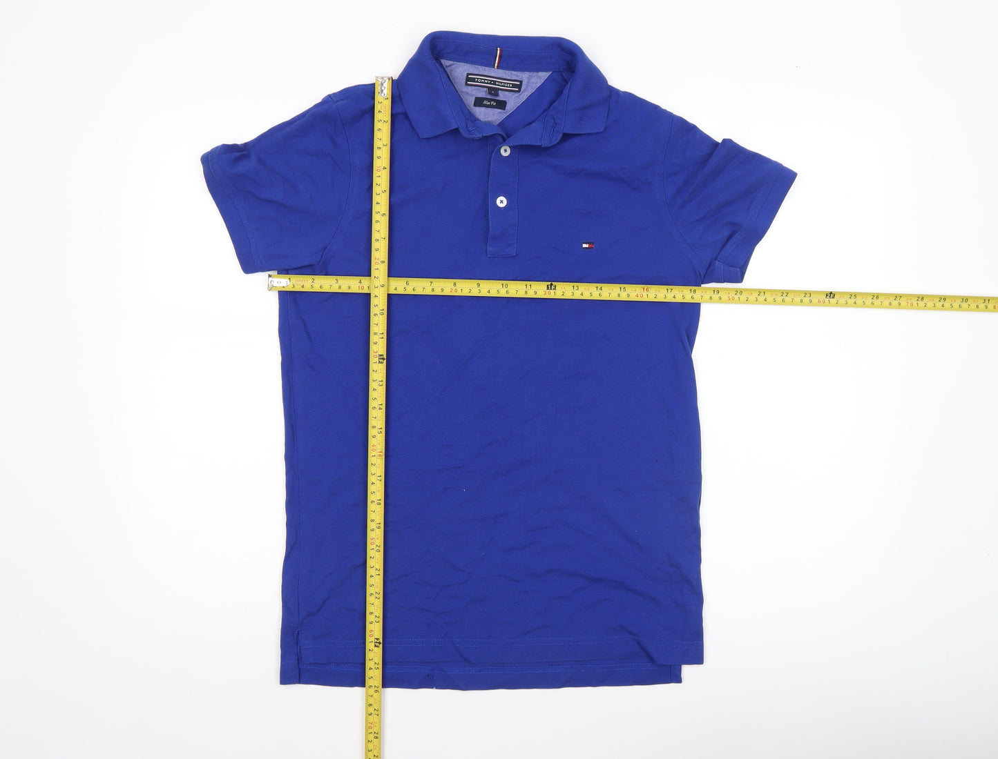 Tommy Hilfiger Men’s Blue Slim Fit Cotton Polo Shirt Size S