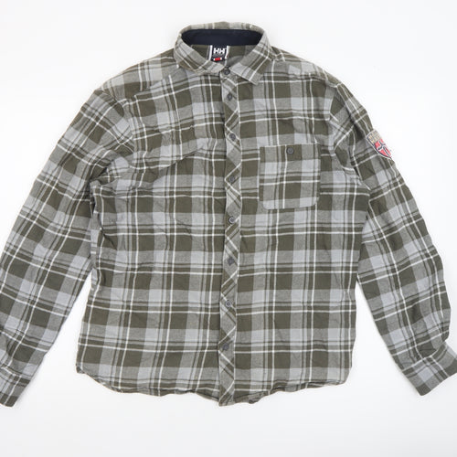 Helly Hansen Men's Green Check Flannel Long Sleeve Button-Up Shirt Size M