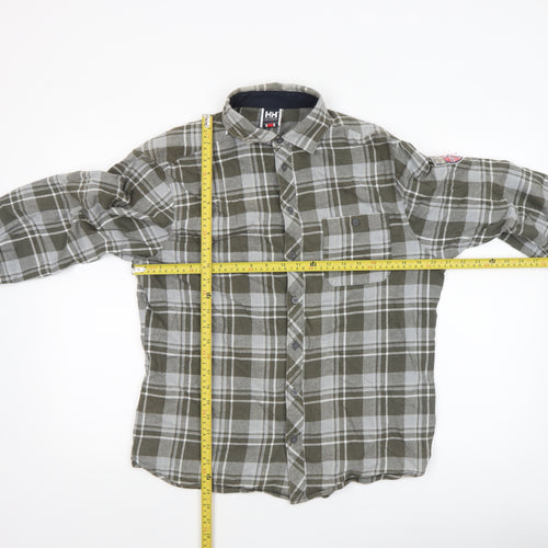 Helly Hansen Men's Green Check Flannel Long Sleeve Button-Up Shirt Size M