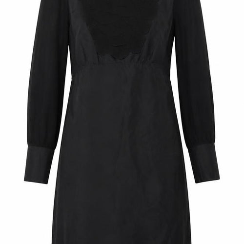 Monsoon Women Black Silk Shift Dress Size 8 Long Sleeve Knee Length