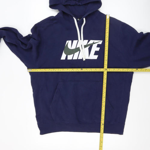 Nike Men's Blue Pullover Hoodie M Logo Fleece Sweatshirt