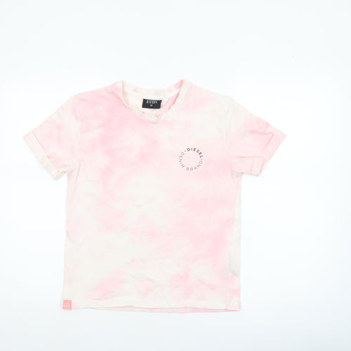 Diesel Womens Pink Tie-Dye Short Sleeve Cotton T-Shirt XS