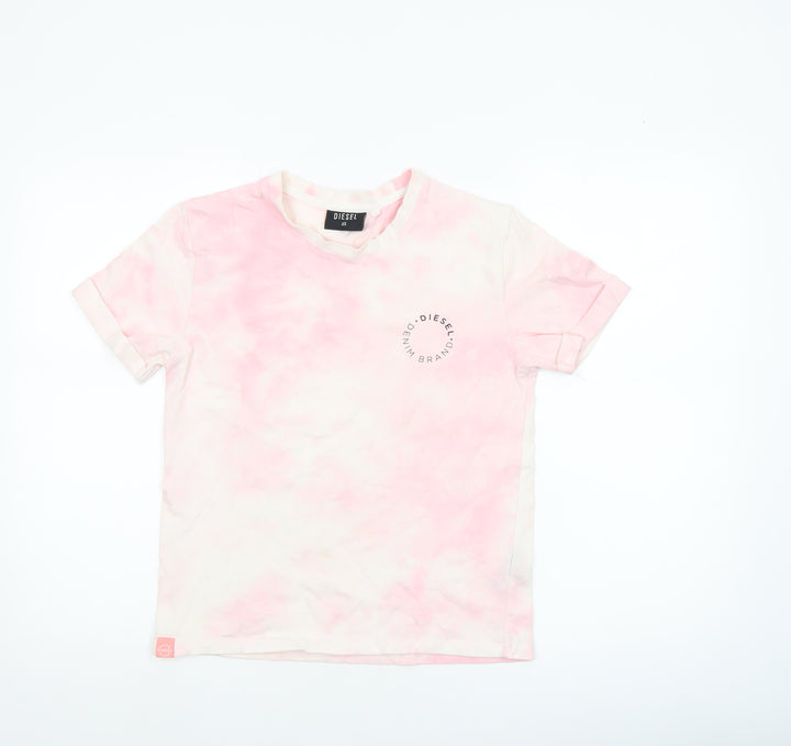 Diesel Womens Pink Tie-Dye Short Sleeve Cotton T-Shirt XS