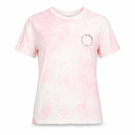 Front view of Diesel women’s pink tie-dye short sleeve cotton t-shirt xs