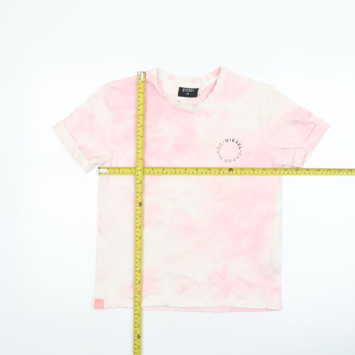 Diesel Womens Pink Tie-Dye Short Sleeve Cotton T-Shirt XS