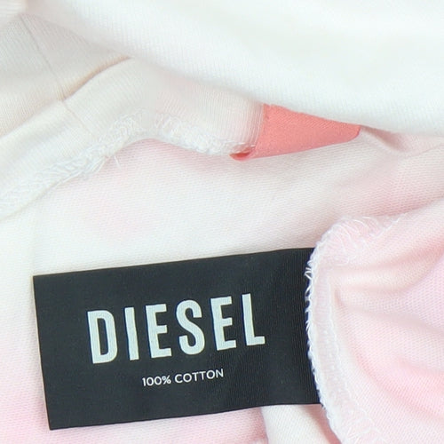 Diesel Womens Pink Tie-Dye Short Sleeve Cotton T-Shirt XS
