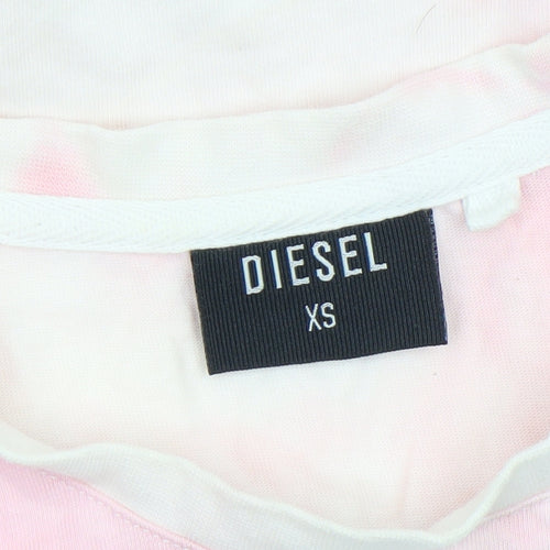 Diesel Womens Pink Tie-Dye Short Sleeve Cotton T-Shirt XS