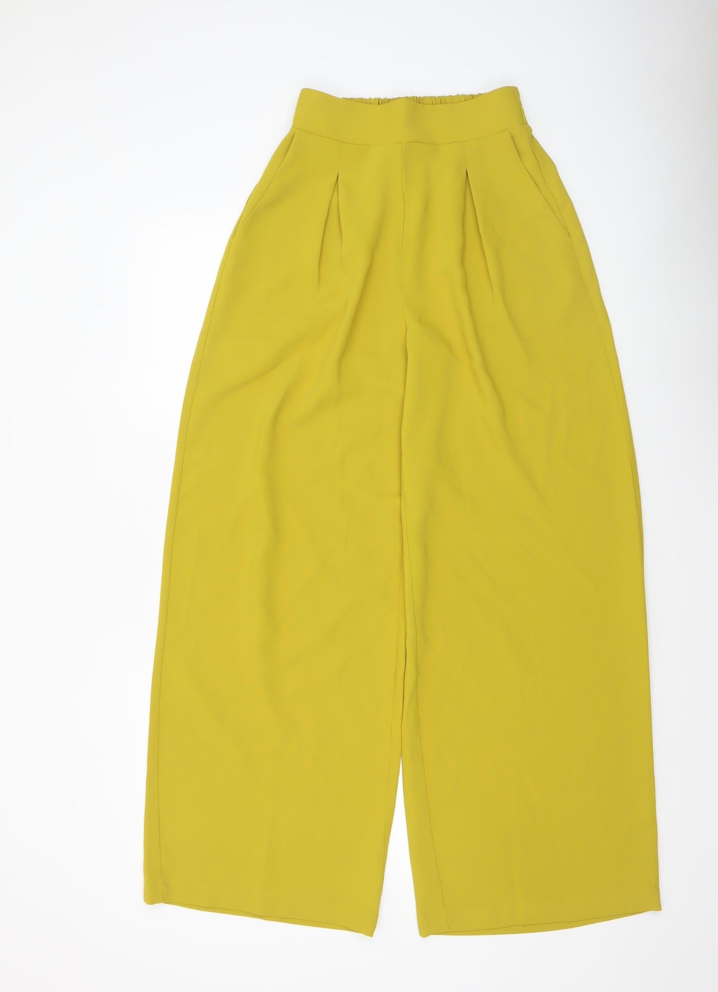 Another Sunday Womens Yellow Wide-Leg Cropped Trousers Size 6