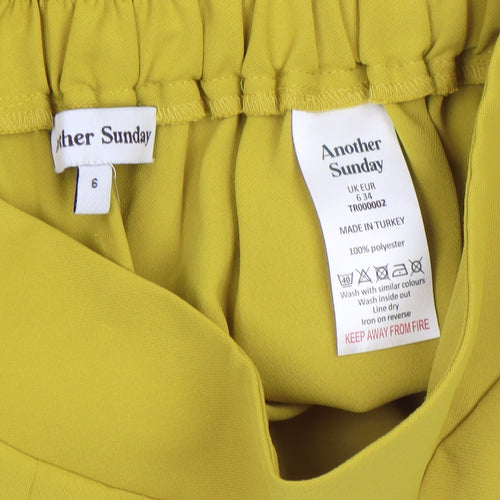 Another Sunday Womens Yellow Wide-Leg Cropped Trousers Size 6