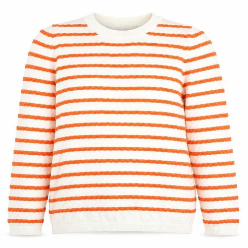 Savida Women’s Orange White Striped Crew Neck Jumper Size 16