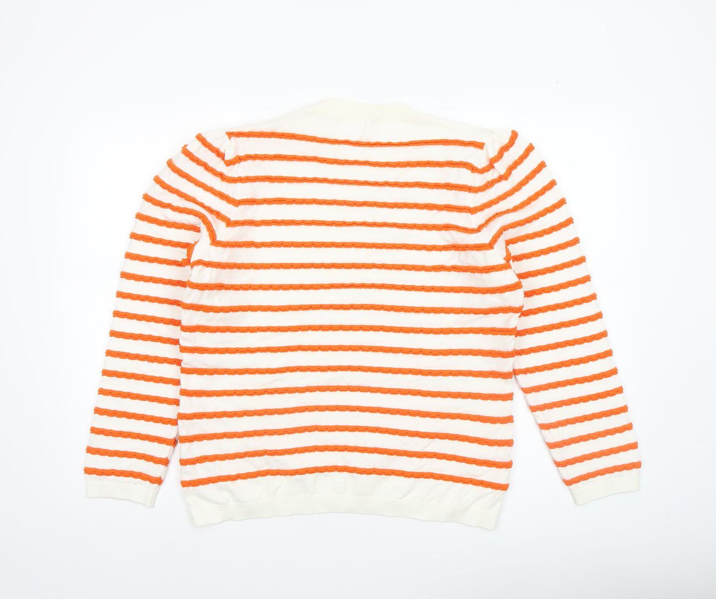 Savida Women’s Orange White Striped Crew Neck Jumper Size 16