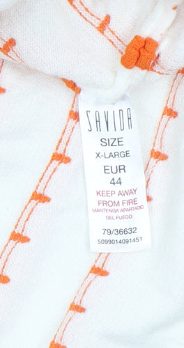 Savida Women’s Orange White Striped Crew Neck Jumper Size 16