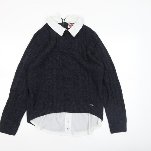Lee Cooper Womens Blue Collared Knit Pullover Jumper Size 12