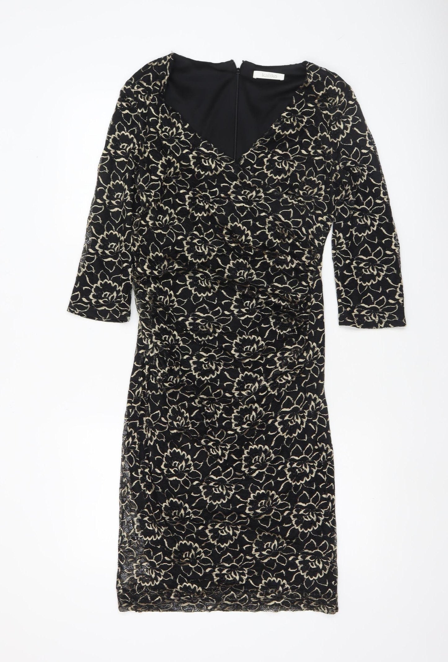 Kaliko Women's Black Floral Bodycon Lace Dress Size 8