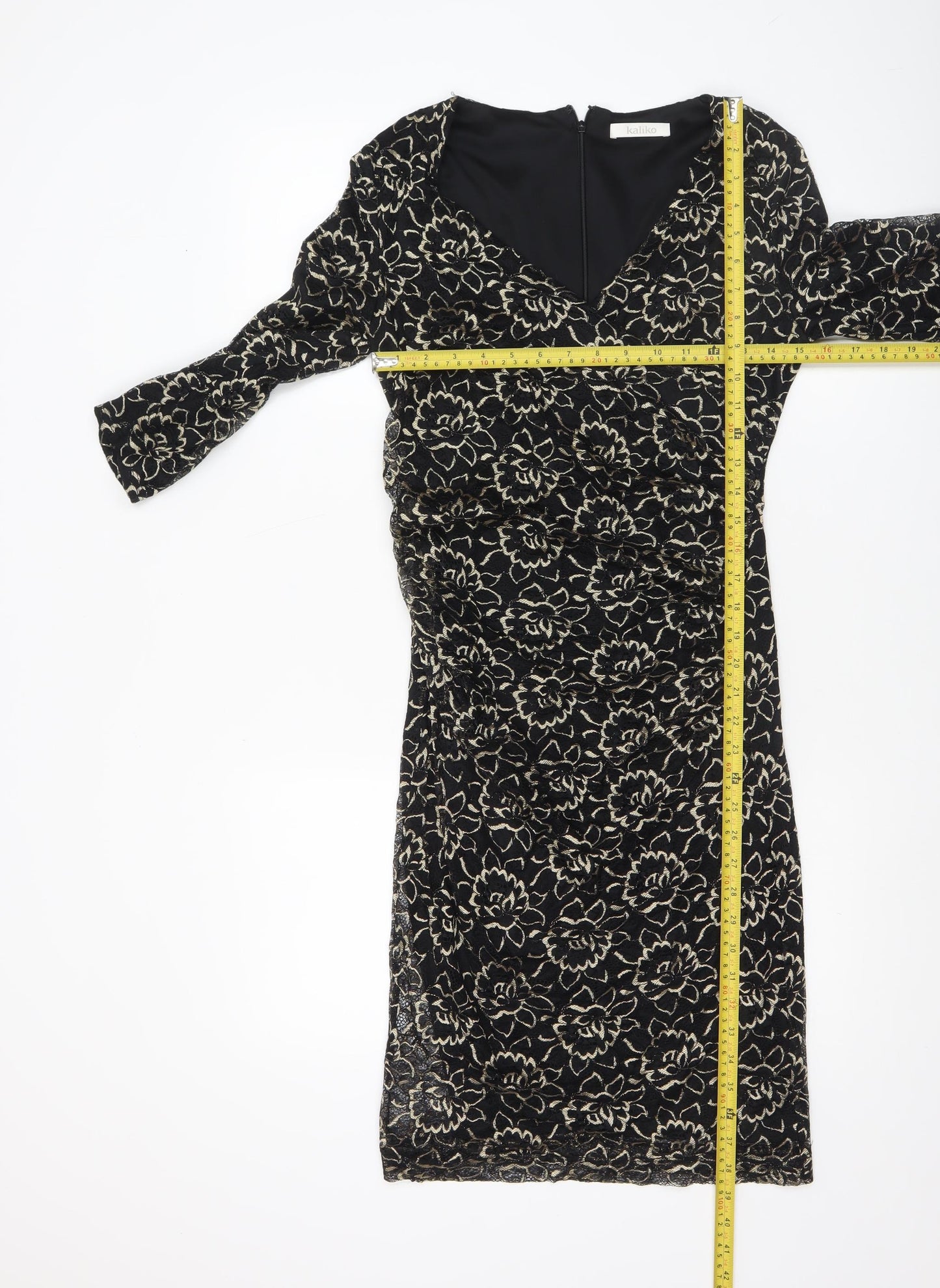 Kaliko Women's Black Floral Bodycon Lace Dress Size 8