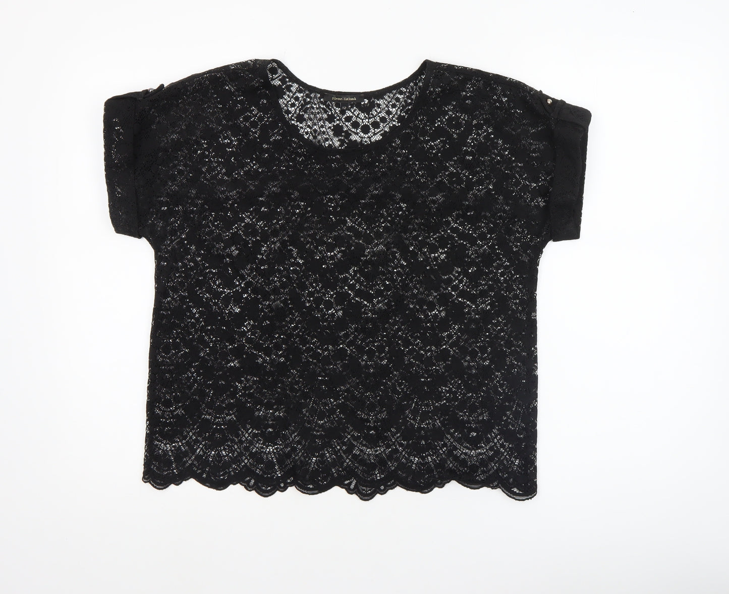 River Island Women's Black Lace Cropped Blouse Size 12