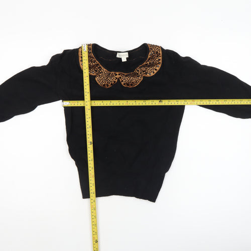 Monsoon Womens Black Animal Print Collar Jumper Size S