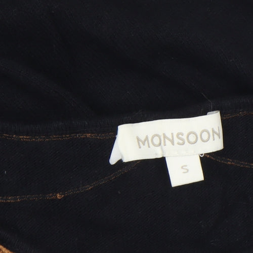 Monsoon Womens Black Animal Print Collar Jumper Size S