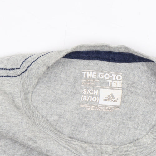 Adidas Boys Grey T-Shirt Size 8/10 The Go-To Tee Crew Neck Casual Top