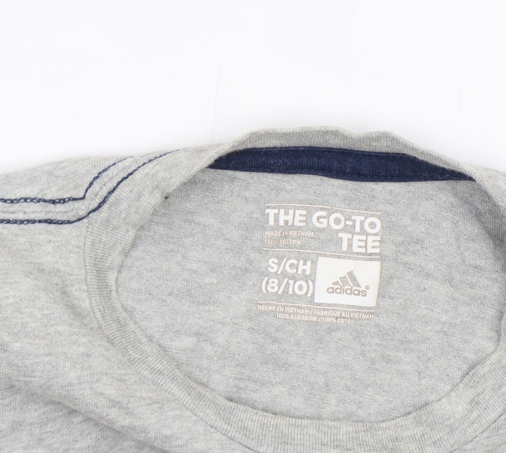 Adidas Boys Grey T-Shirt Size 8/10 The Go-To Tee Crew Neck Casual Top