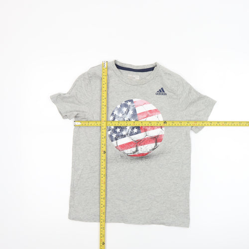 Adidas Boys Grey T-Shirt Size 8/10 The Go-To Tee Crew Neck Casual Top
