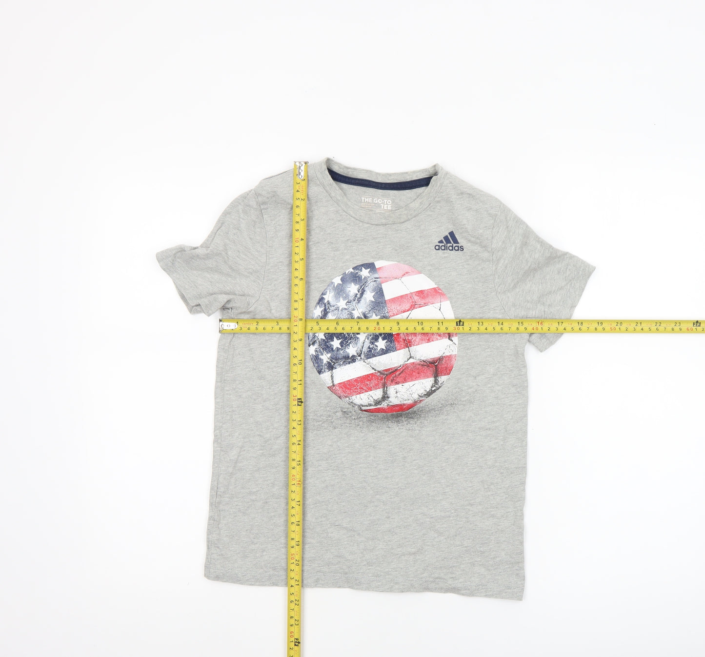Adidas Boys Grey T-Shirt Size 8/10 The Go-To Tee Crew Neck Casual Top