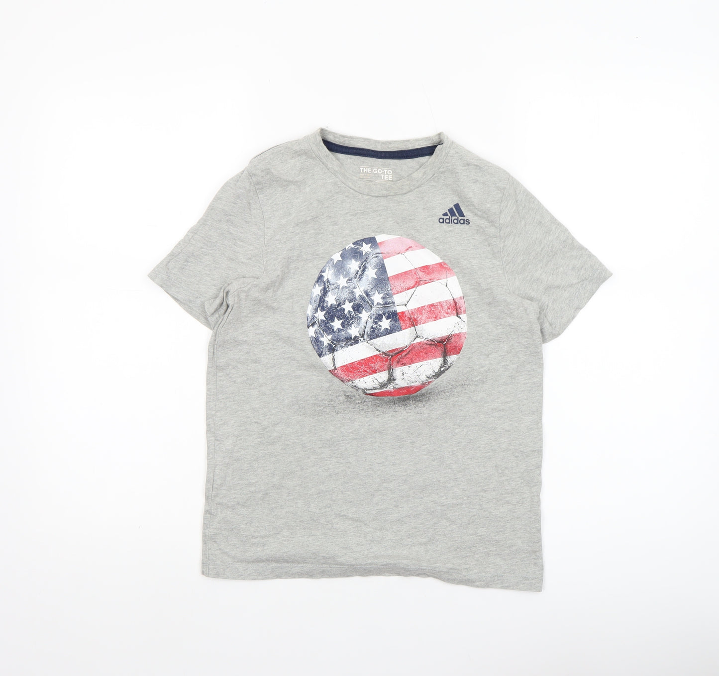 Adidas Boys Grey T-Shirt Size 8/10 The Go-To Tee Crew Neck Casual Top
