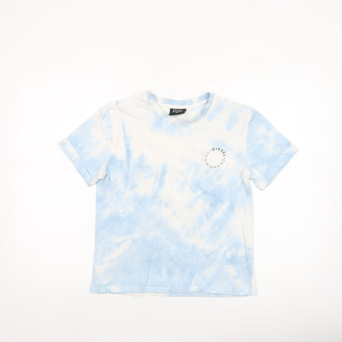 Diesel Women's Blue Tie-Dye Cotton T-Shirt XS Short Sleeve