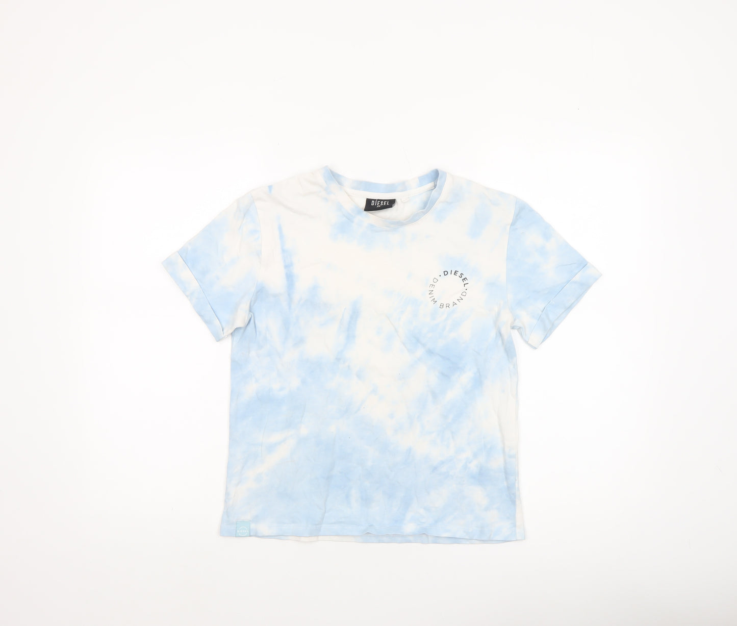 Diesel Women's Blue Tie-Dye Cotton T-Shirt XS Short Sleeve