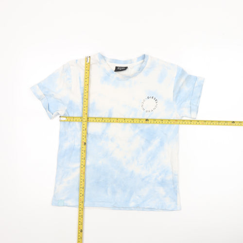 Diesel Women's Blue Tie-Dye Cotton T-Shirt XS Short Sleeve