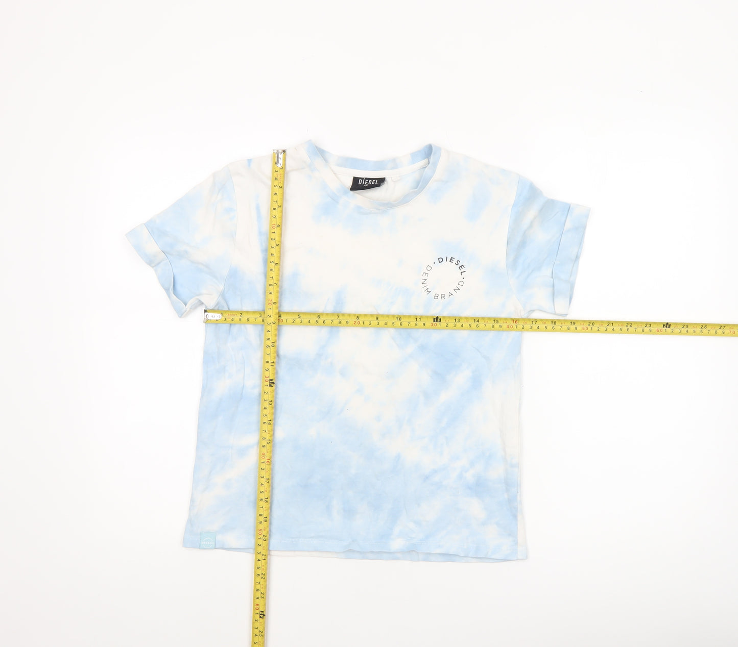 Diesel Women's Blue Tie-Dye Cotton T-Shirt XS Short Sleeve