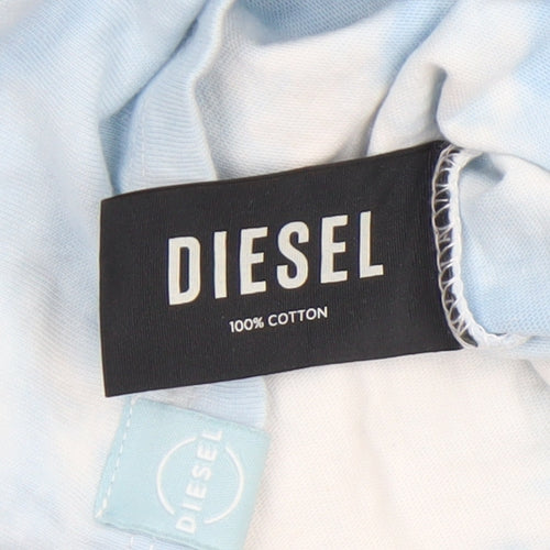 Diesel Women's Blue Tie-Dye Cotton T-Shirt XS Short Sleeve