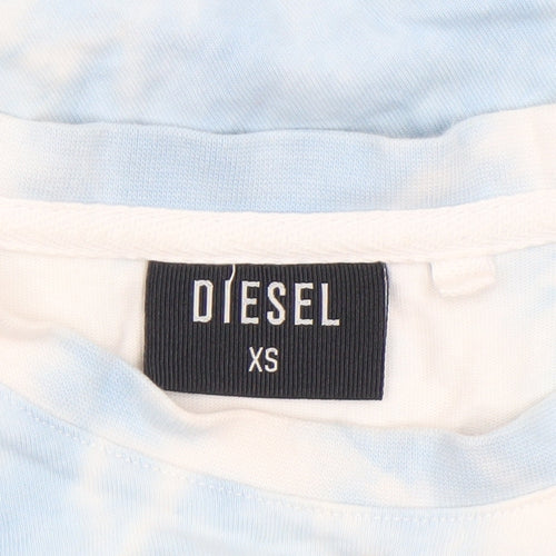 Diesel Women's Blue Tie-Dye Cotton T-Shirt XS Short Sleeve