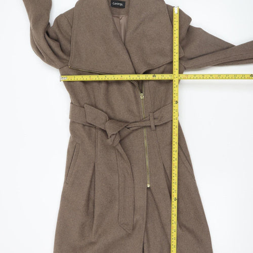 George Women's Beige Wool Blend Belted Mid-Length Coat Size 8