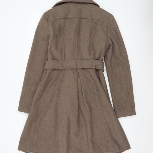 George Women's Beige Wool Blend Belted Mid-Length Coat Size 8