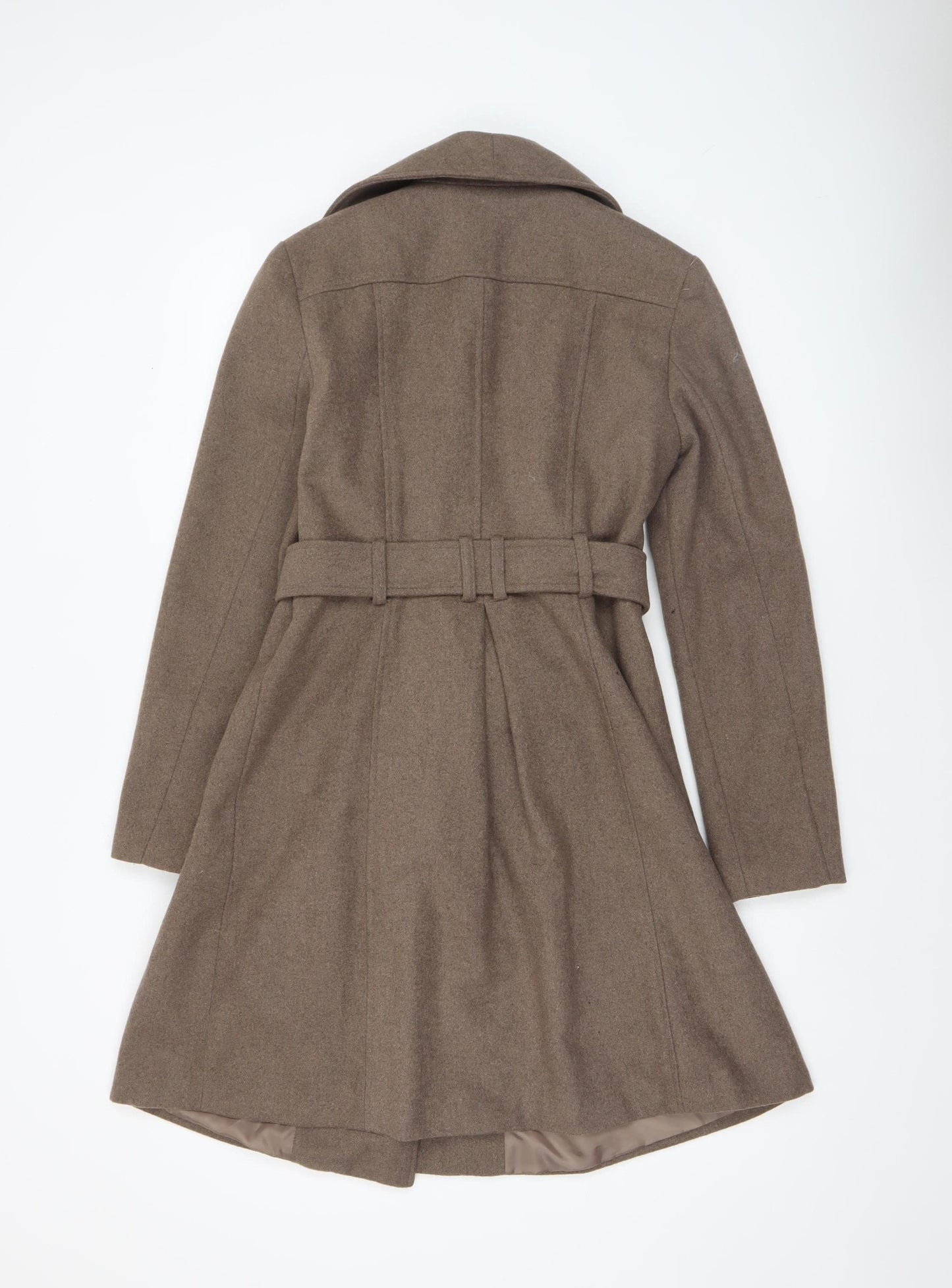 George Women's Beige Wool Blend Belted Mid-Length Coat Size 8