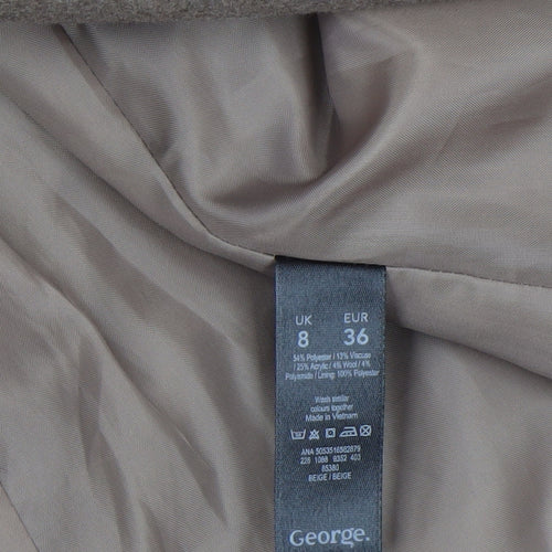 George Women's Beige Wool Blend Belted Mid-Length Coat Size 8