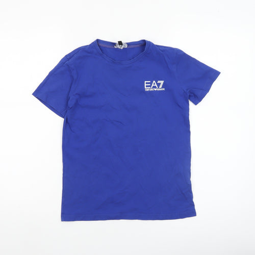 Emporio Armani Boys Blue 12 Years EA7 Cotton Logo T-Shirt