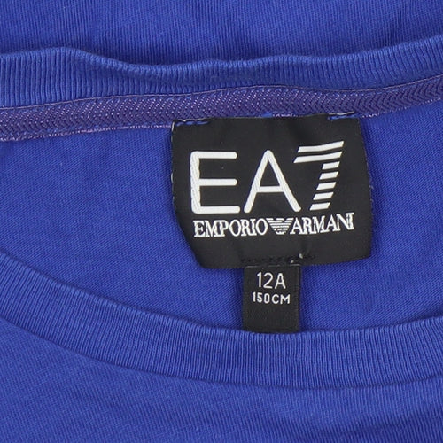 Emporio Armani Boys Blue 12 Years EA7 Cotton Logo T-Shirt