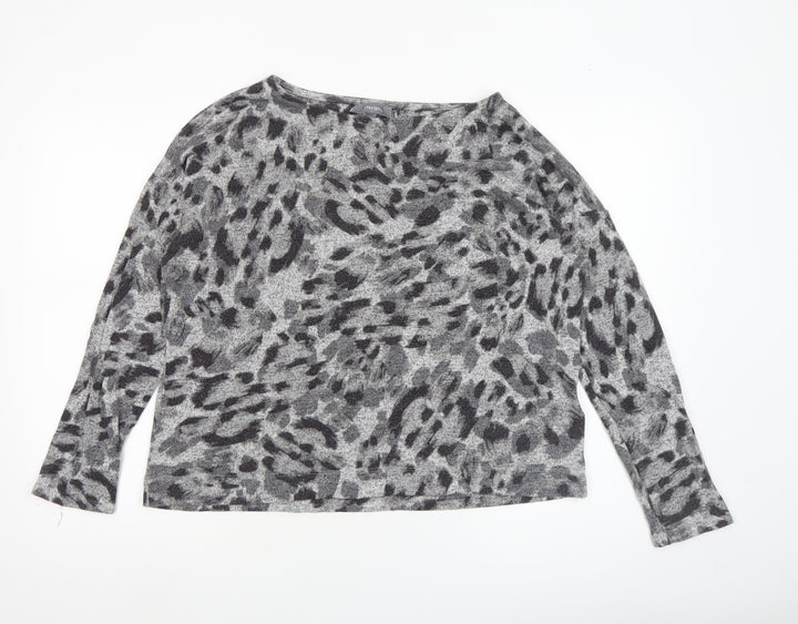 Principles Womens Grey Animal Print Knit Blouse Size 14