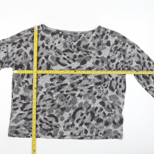 Principles Womens Grey Animal Print Knit Blouse Size 14