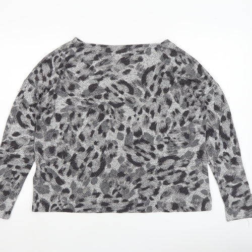 Principles Womens Grey Animal Print Knit Blouse Size 14