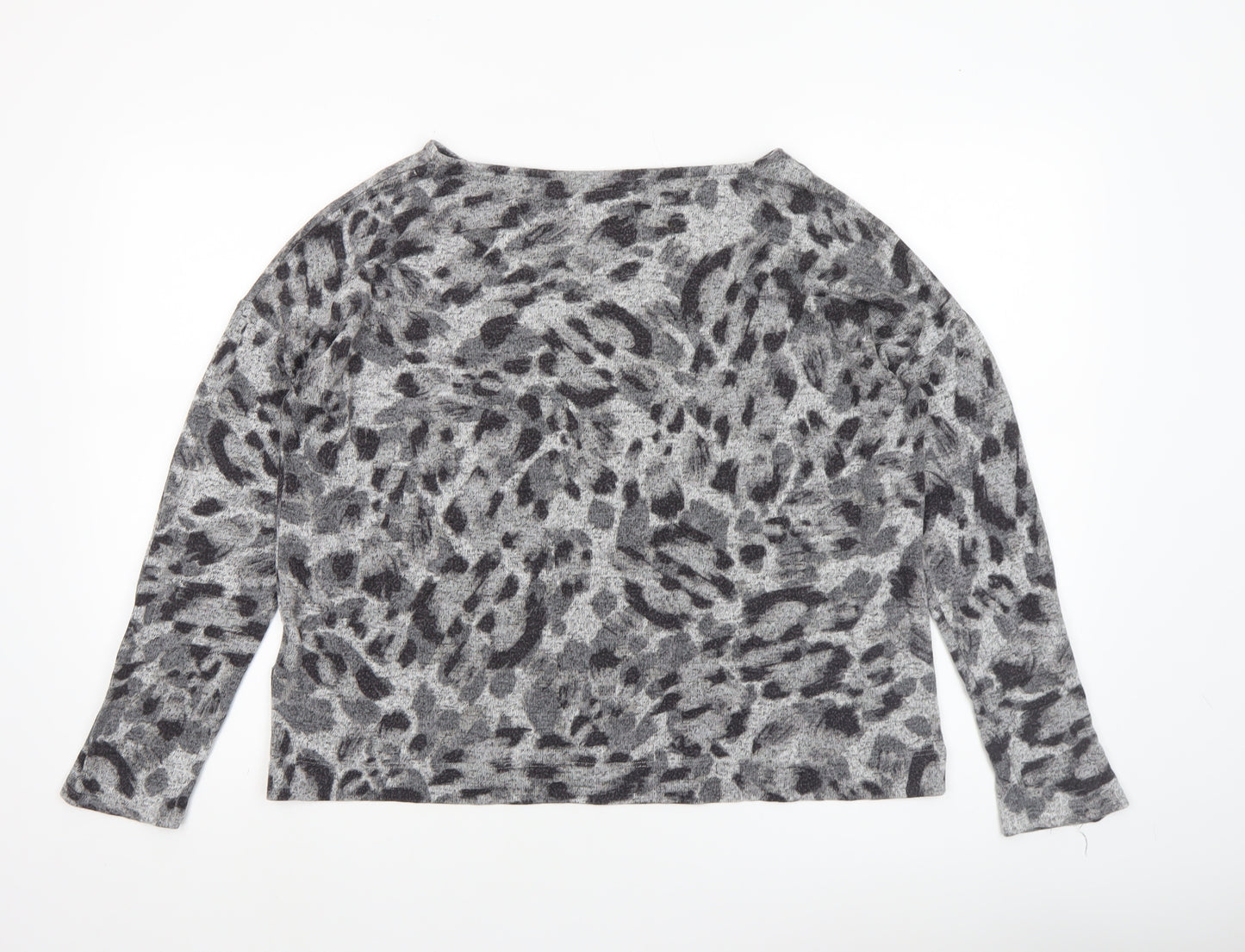Principles Womens Grey Animal Print Knit Blouse Size 14
