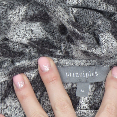 Principles Womens Grey Animal Print Knit Blouse Size 14