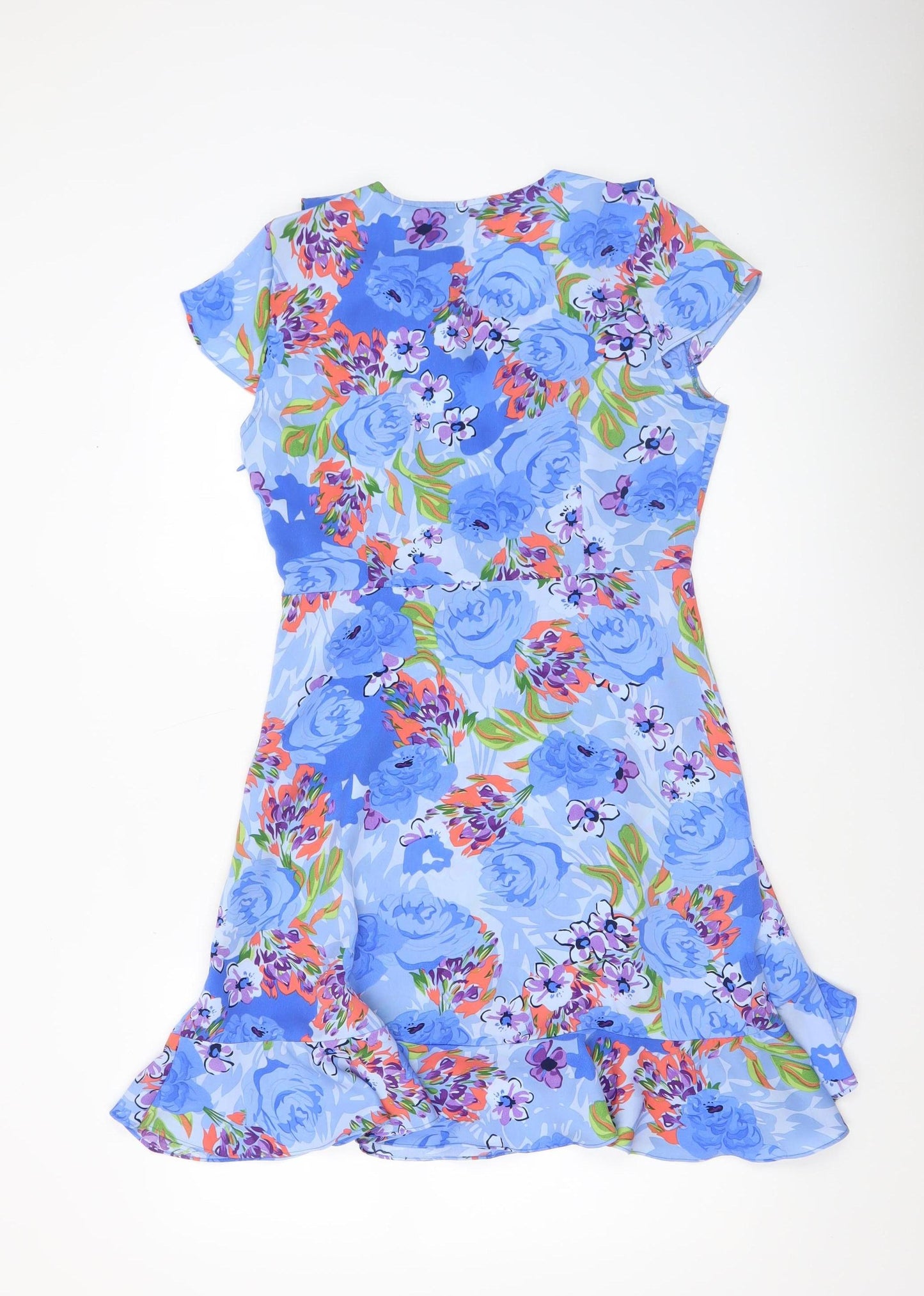 Pixie Daisy Women's Blue Floral Wrap Knee Length Dress Size 10