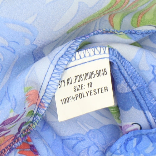 Pixie Daisy Women's Blue Floral Wrap Knee Length Dress Size 10