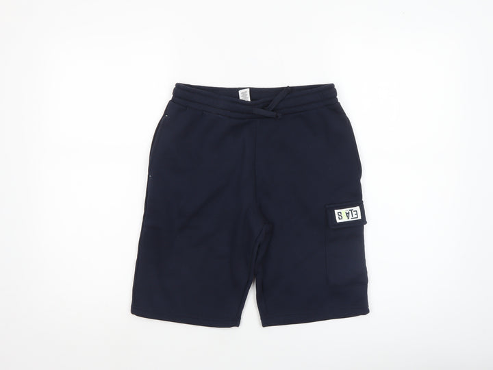Dunnes Stores Boys Blue Cargo Shorts 27in Elastic Waist Casual Summer