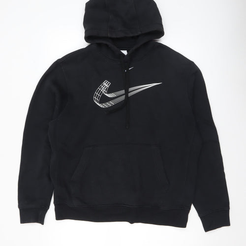 Nike Men's Black Pullover Hoodie Size M Graphic Fleece Sweatshirt